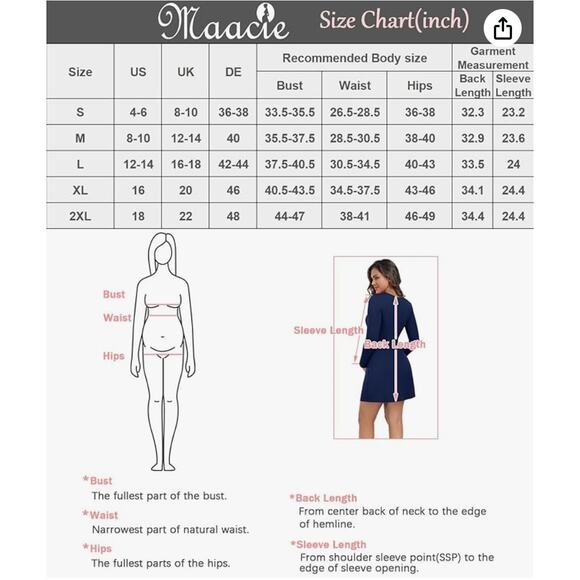 Maacie Maternity Long Sleeve Square Neck Tennis Golf Dresses Size 18 Black New - Picture 11 of 11